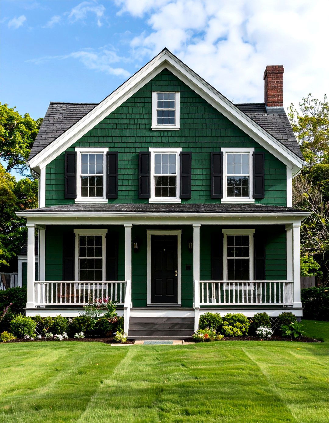 Dark Green Cape Cod Style - 24 Dark Green Exterior Ideas