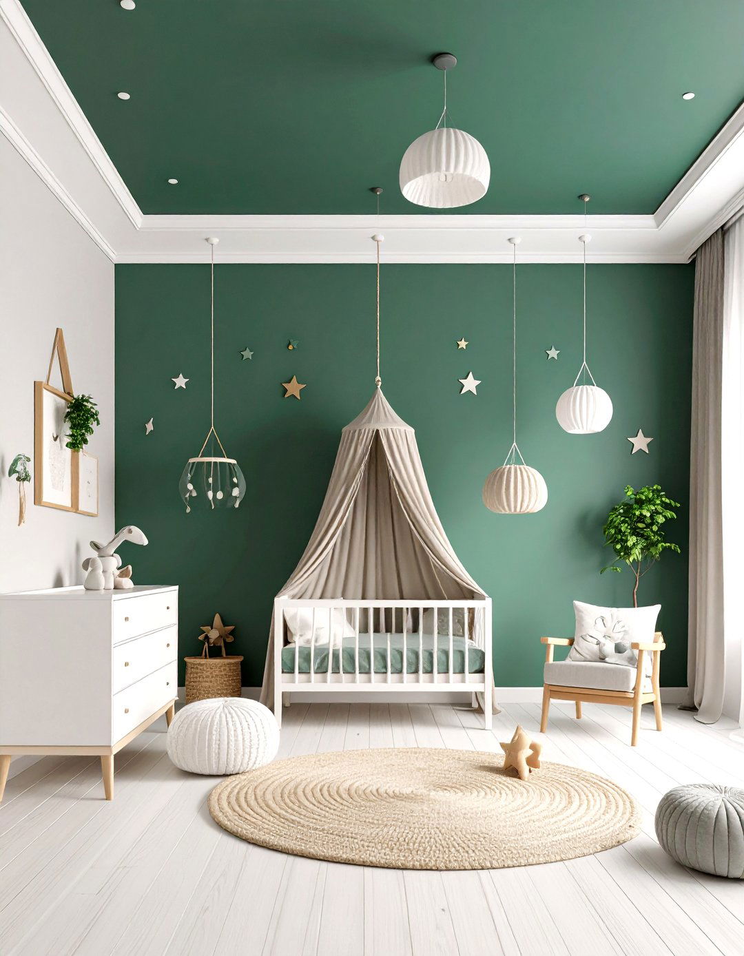 Dark Green Ceiling Treatment Design - 24 Dark Green Nursery Ideas