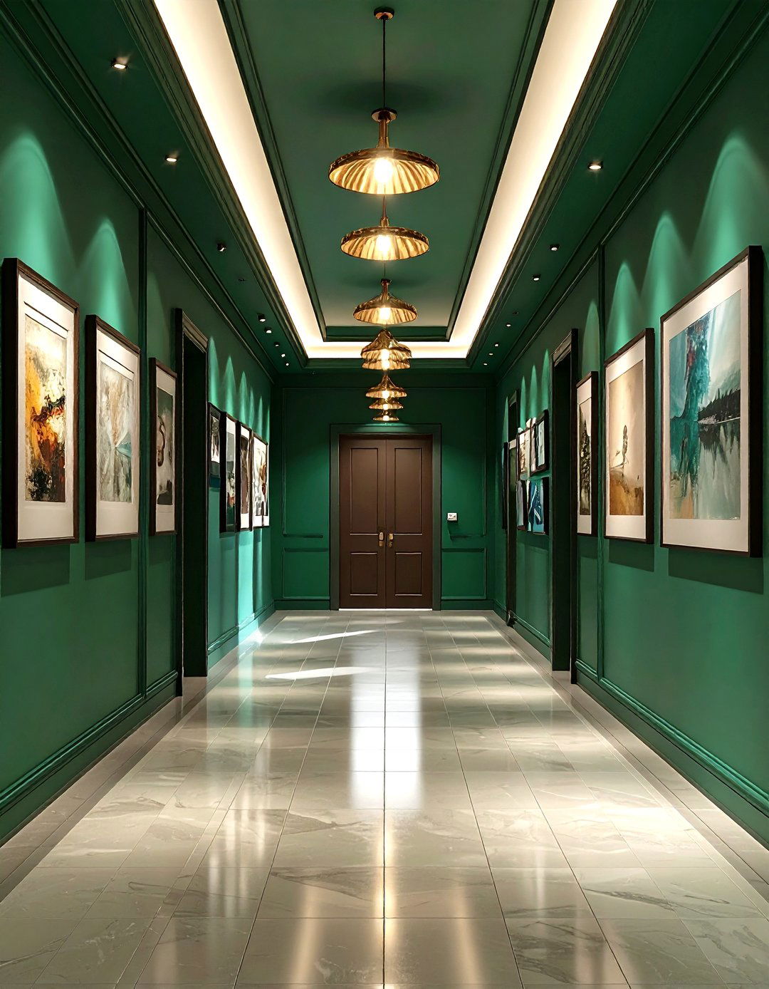 Dark Green Gallery Wall Display - 24 Dark Green Accent Wall Ideas
