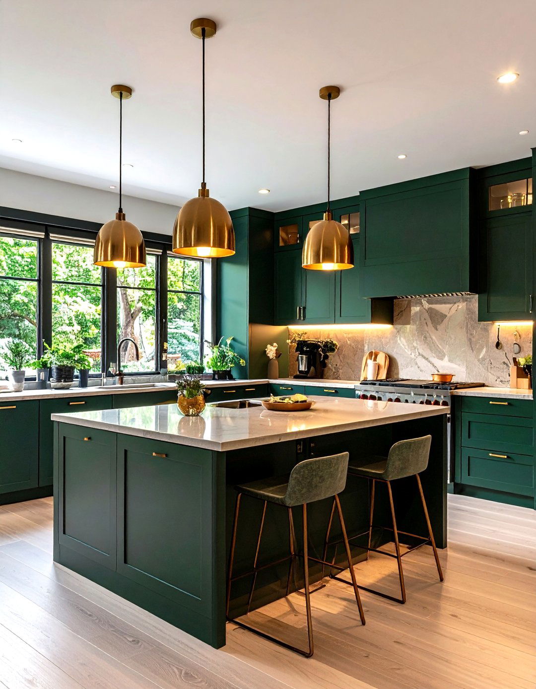 Dark Green Kitchen Lighting Solutions