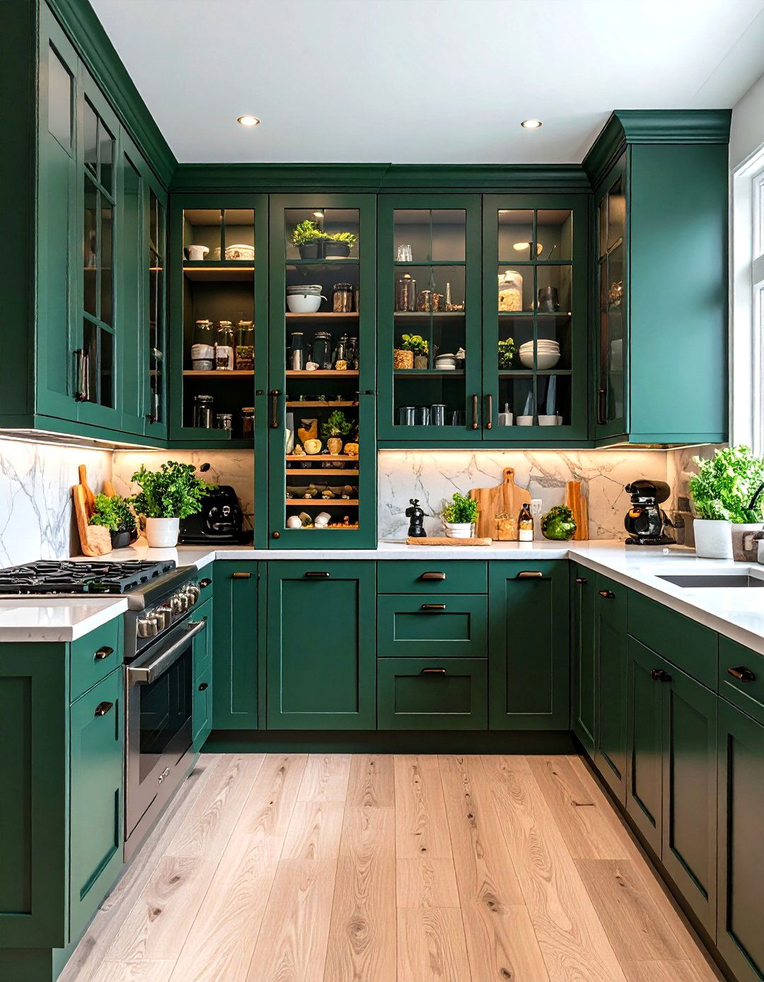 Dark Green Pantry Integration - 24 Dark Green Kitchen Ideas