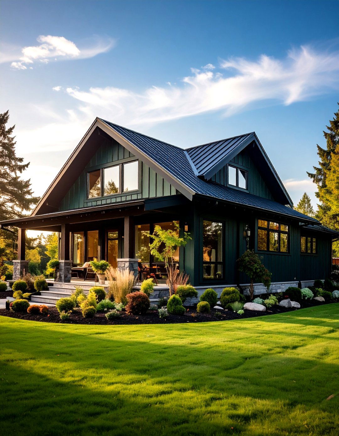 Dark Green Ranch Home - 24 Dark Green Exterior Ideas