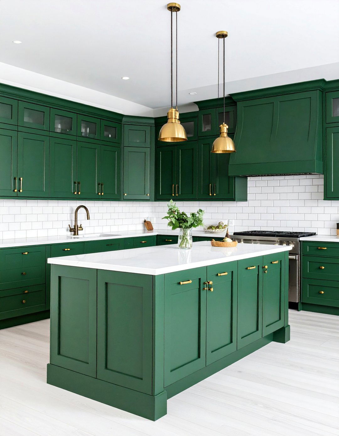 Dark Green Shaker Cabinet Design - 24 Dark Green Kitchen Ideas