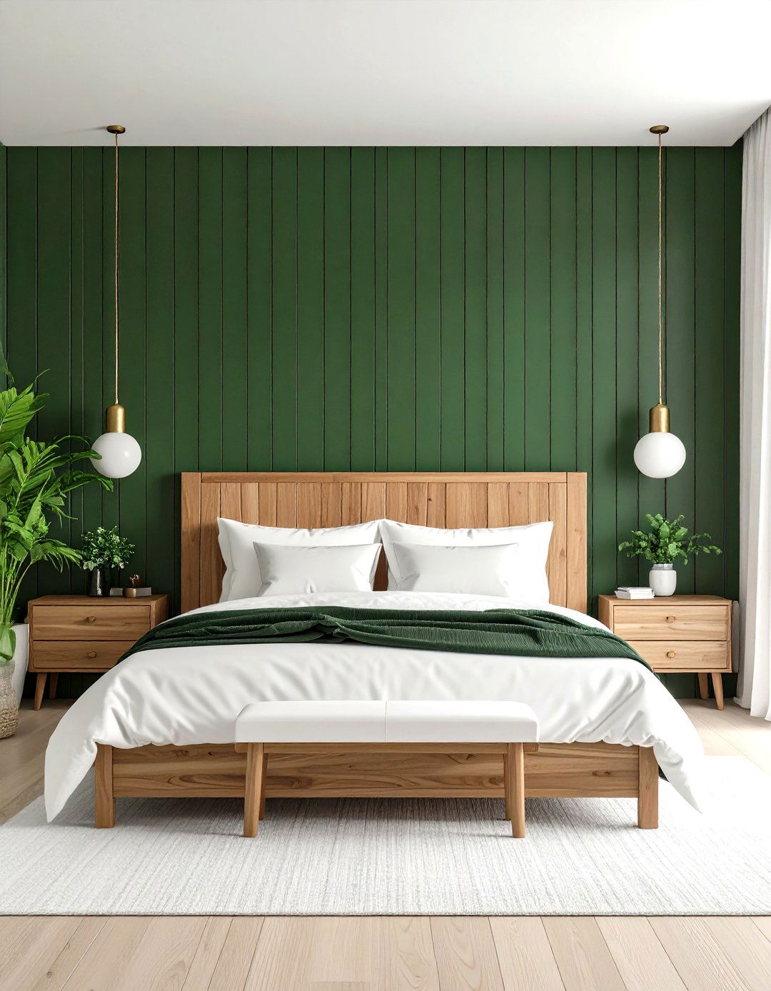 Dark Green Shiplap Feature Wall - 24 Shiplap Bedroom Ideas