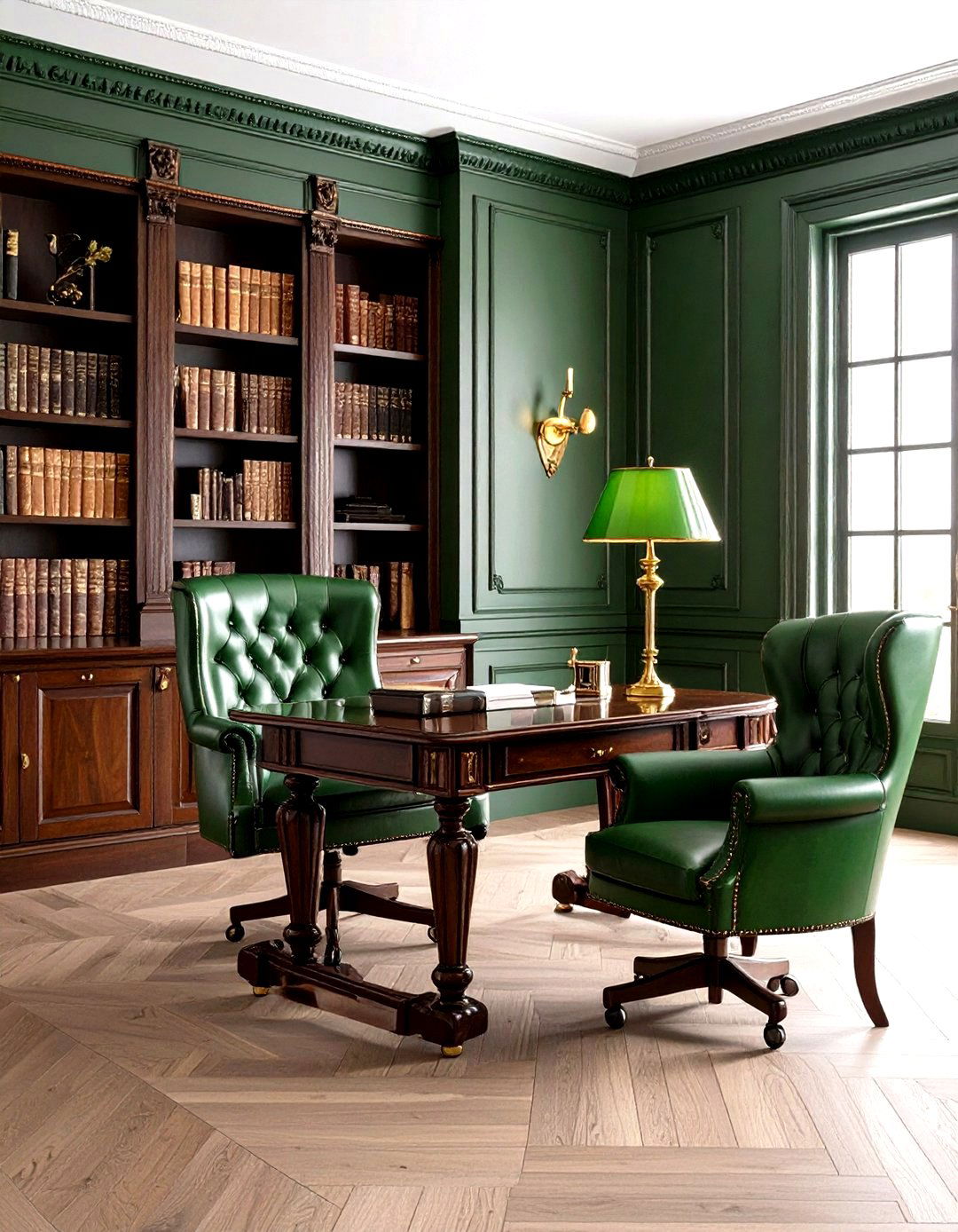 Dark Green Victorian Gentlemans Study - 24 Victorian Dark Green Living Room Ideas