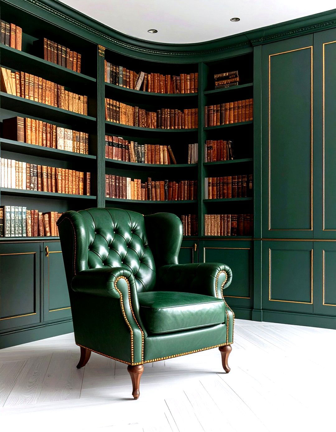 Dark Green Victorian Library Alcove - 24 Victorian Dark Green Living Room Ideas