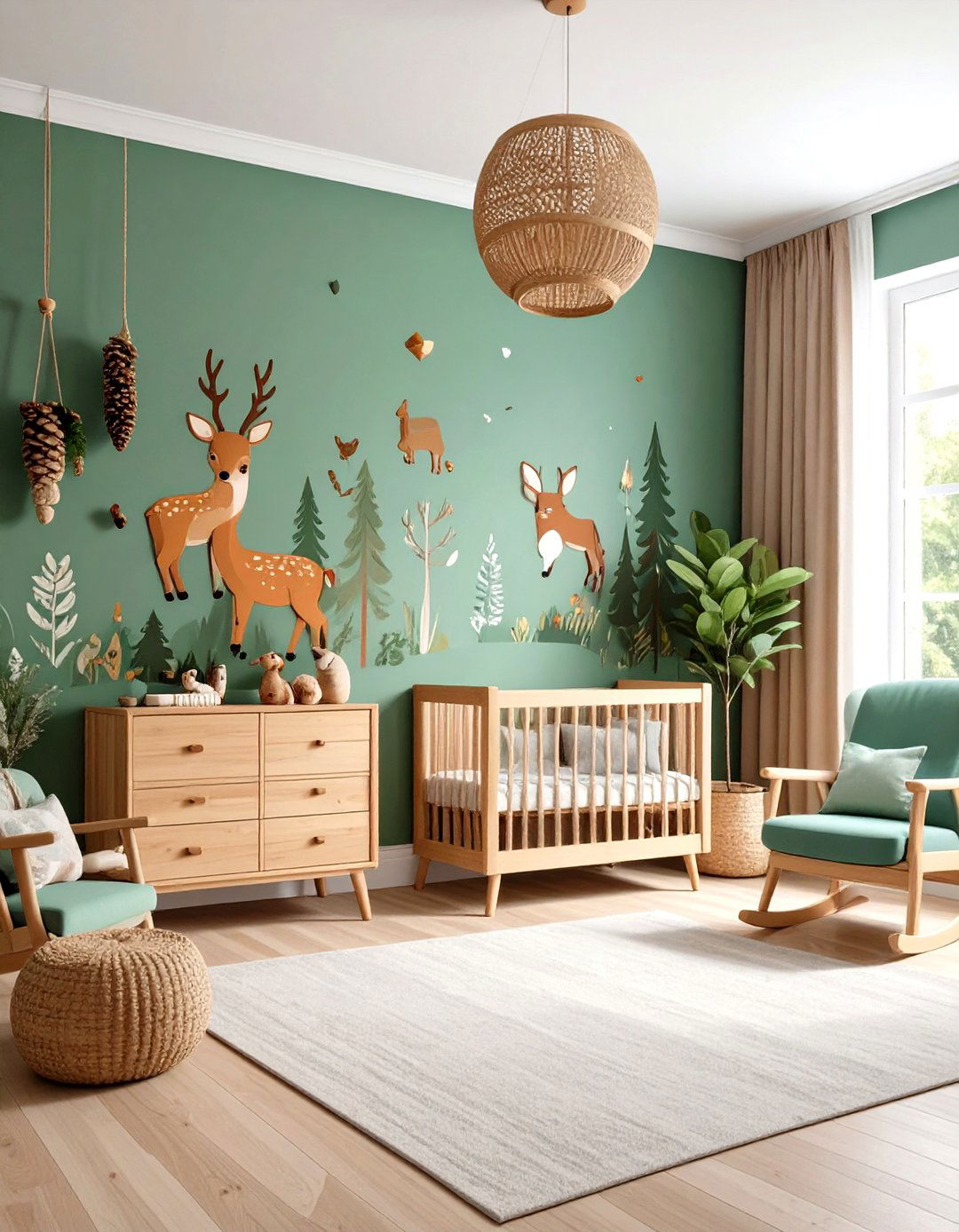 Dark Green Woodland Creature Theme - 24 Dark Green Nursery Ideas