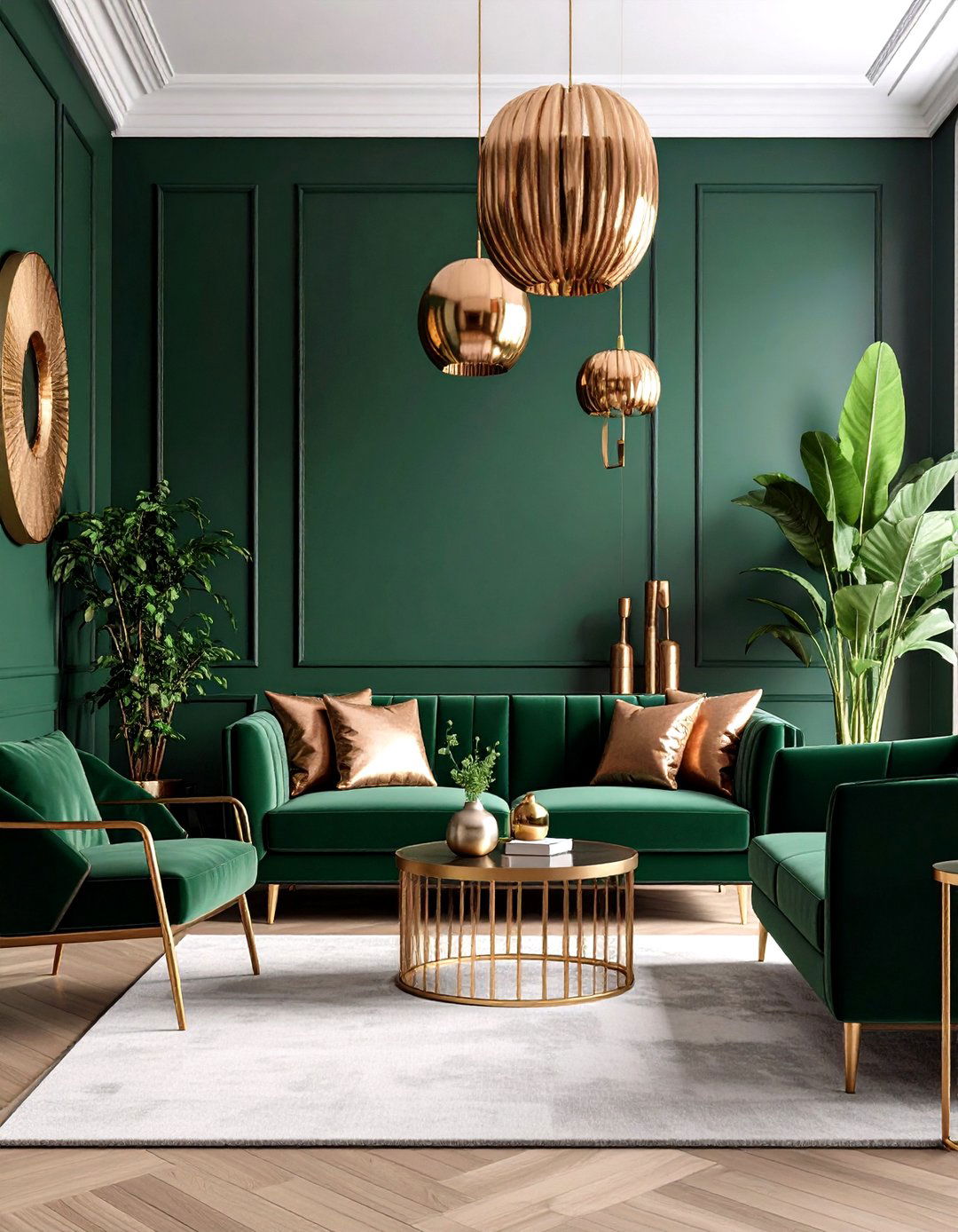 Dark Green with Mixed Metallic Accents - 24 Dark Green Accent Wall Ideas