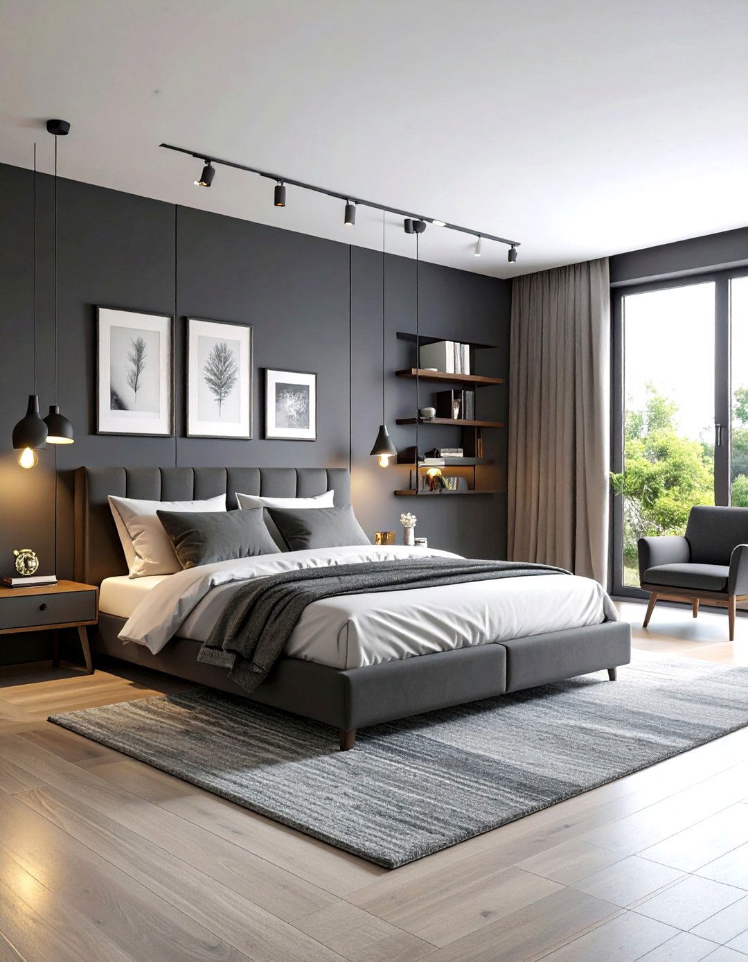 Dark Grey Art Gallery Bedroom - 24 Dark Grey Bedroom Ideas