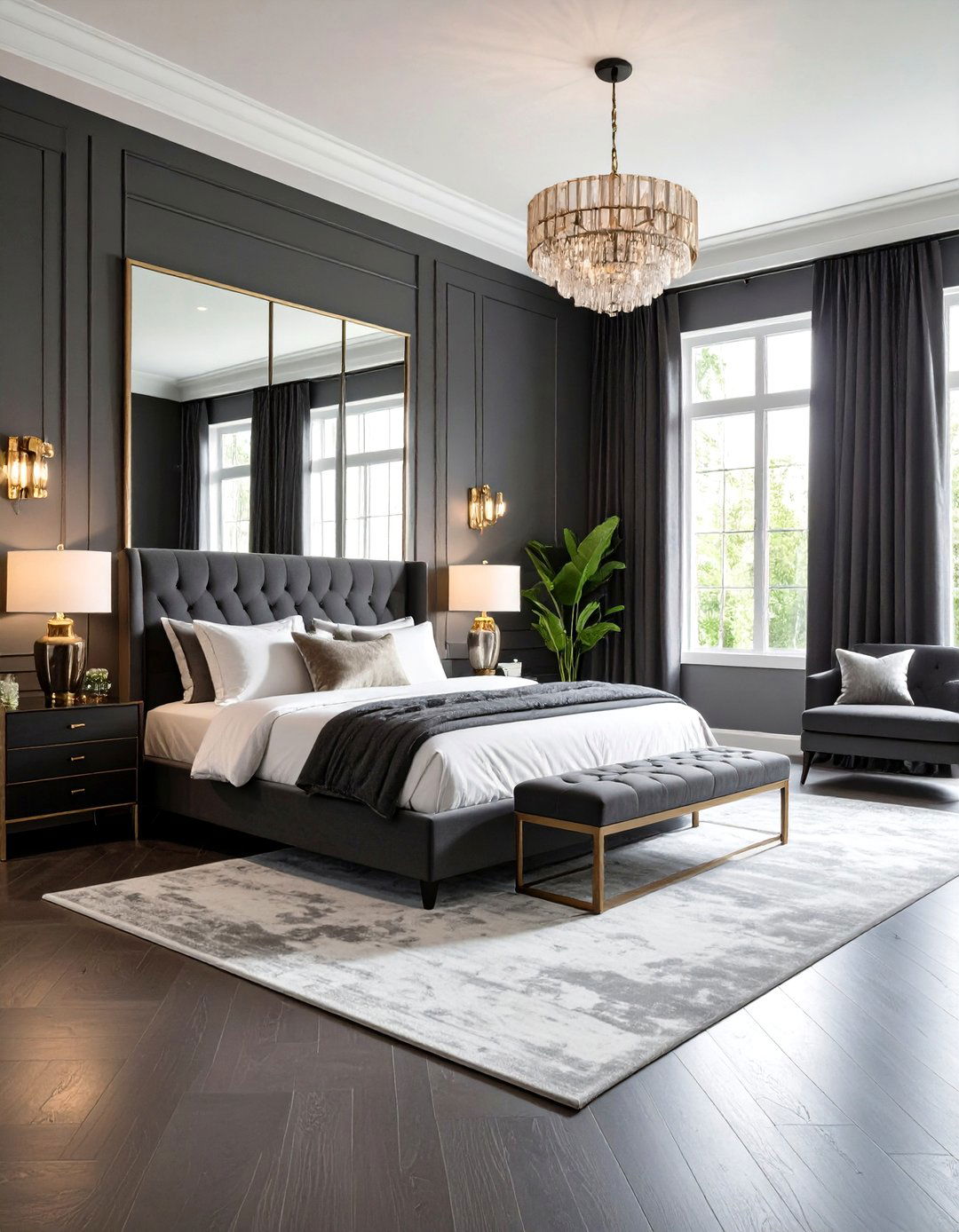 Dark Grey Master Suite Sanctuary - 24 Dark Grey Bedroom Ideas