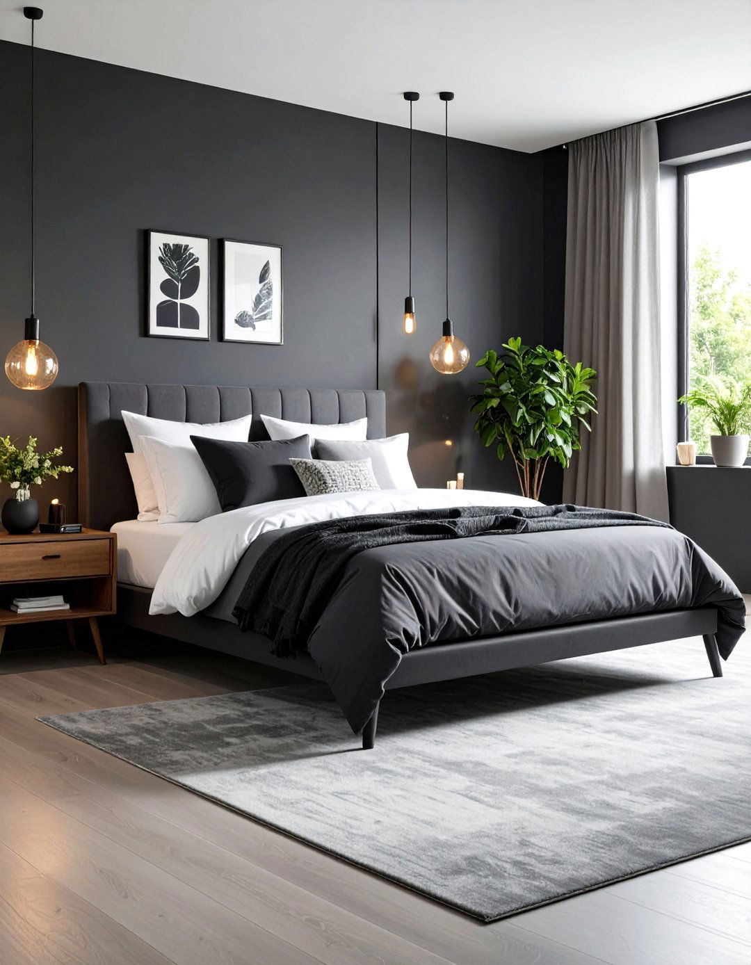 Dark Grey Minimalist Retreat - 24 Dark Grey Bedroom Ideas