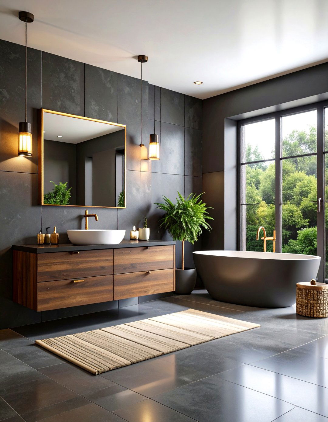 Dark Grey Moody Bathroom - 24 Grey Bathroom Ideas