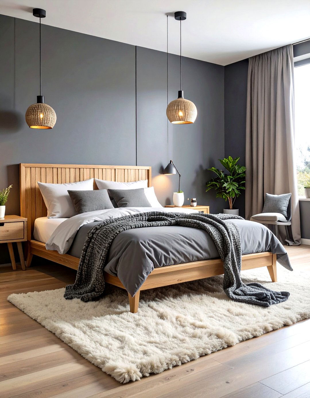 Dark Grey Scandinavian Simplicity - 24 Dark Grey Bedroom Ideas