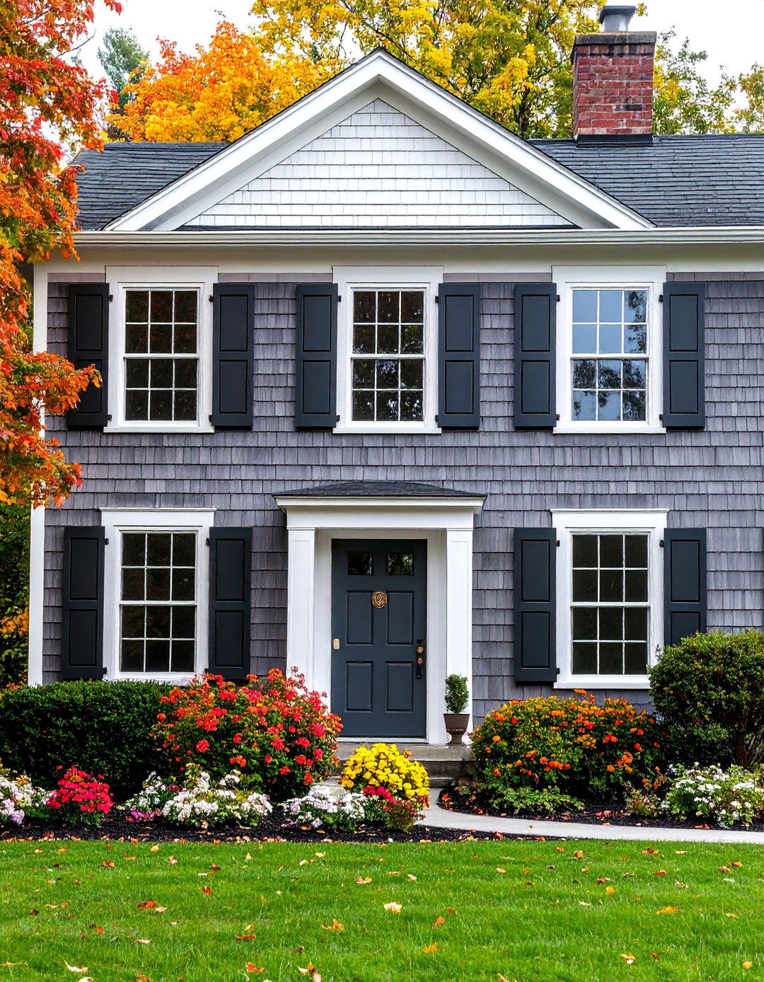 Dark Grey Shingle Style with White Trim - 24 Dark Grey House Exterior Ideas
