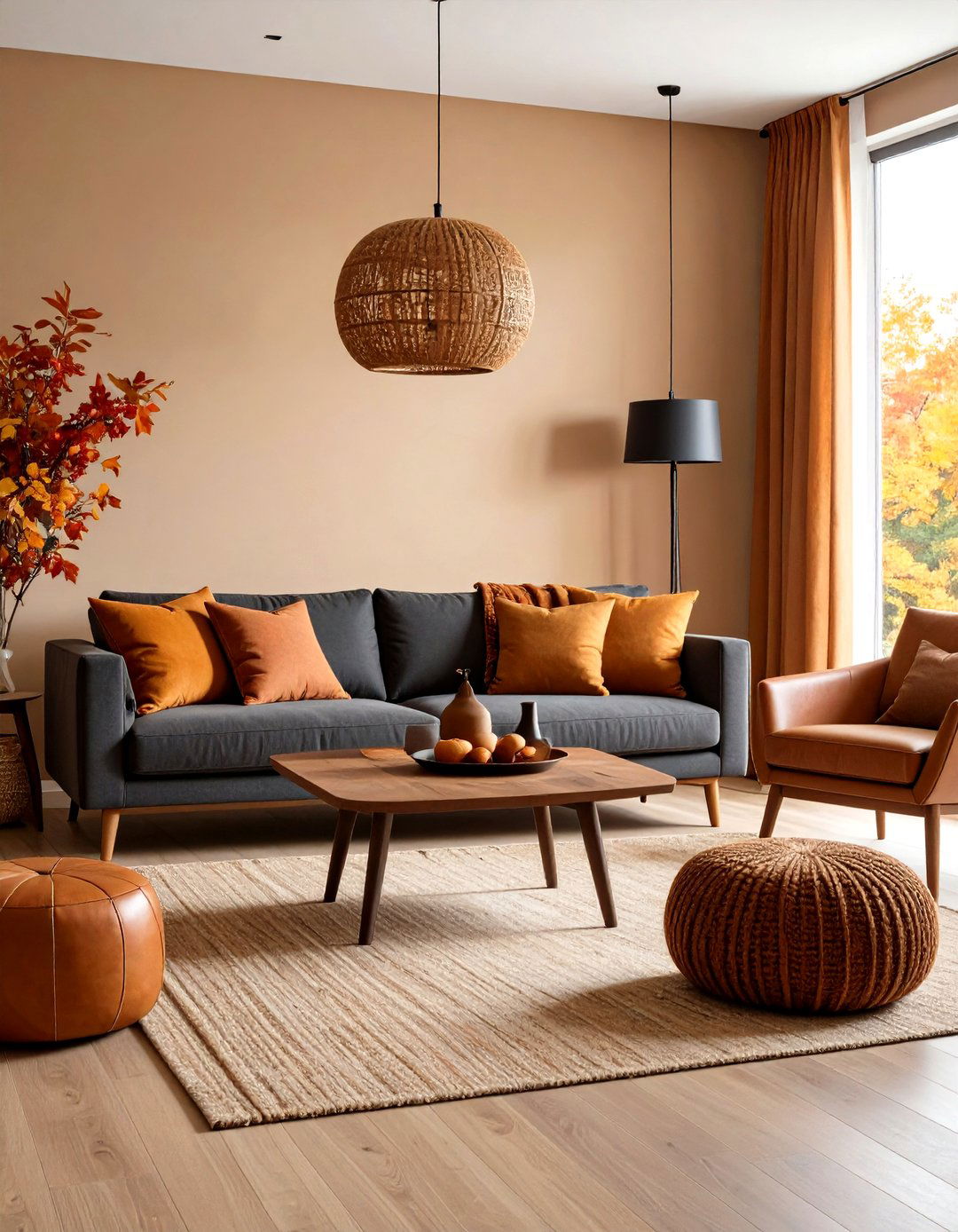 Dark Grey Sofa Warm Earth Tone Palette - 24 dark grey couch living room ideas
