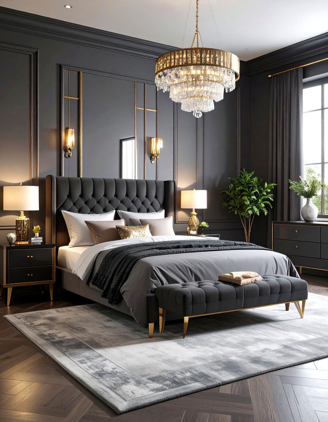 Dark Grey Vintage Glamour Theme - 24 Dark Grey Bedroom Ideas
