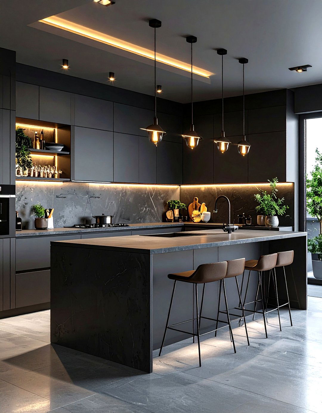 Dark Kitchen Palettes - 24 Microcement Kitchen Ideas