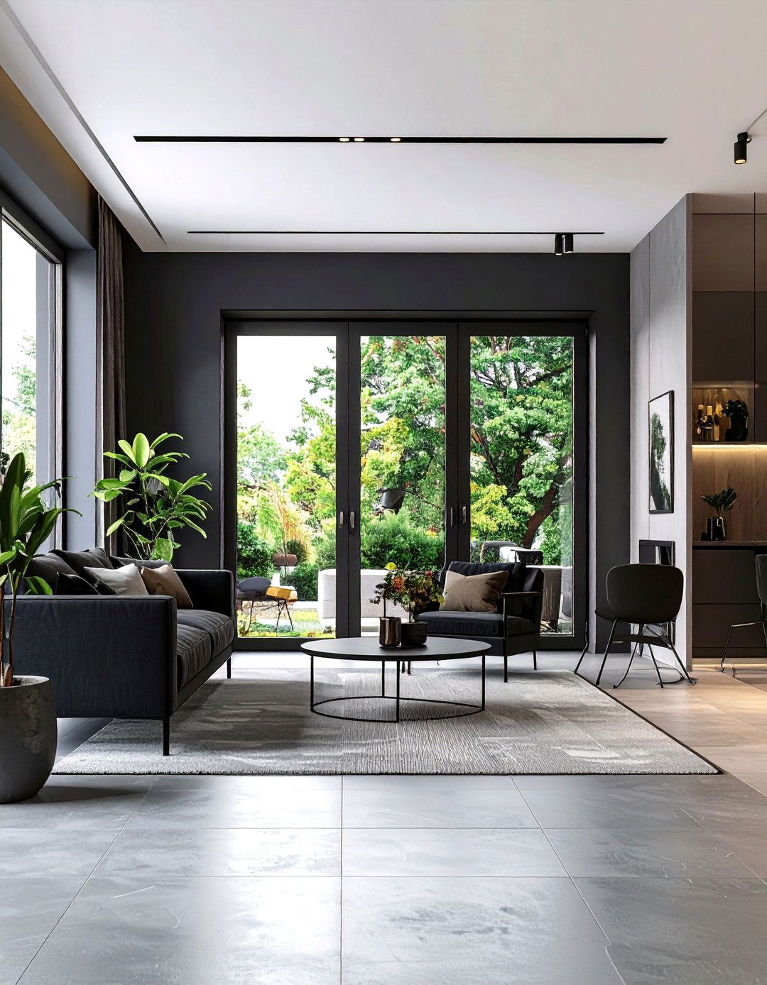 Dark Matte Frame Contemporary Doors - 24 Patio Door Ideas