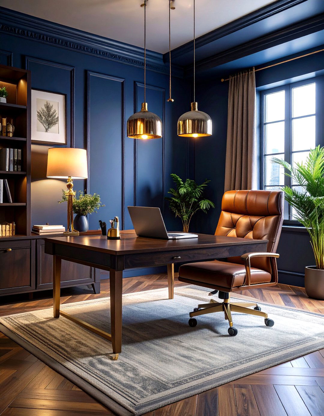 Dark Moody Office - 24 Home Office Ideas for Him