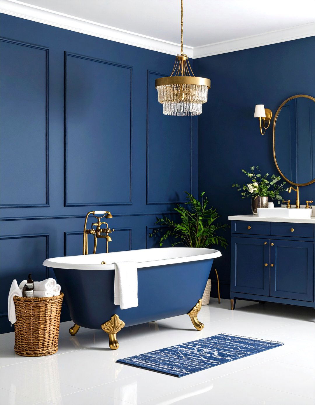 Dark Navy Blue Bathroom Scheme - 24 Masculine Bathroom Ideas