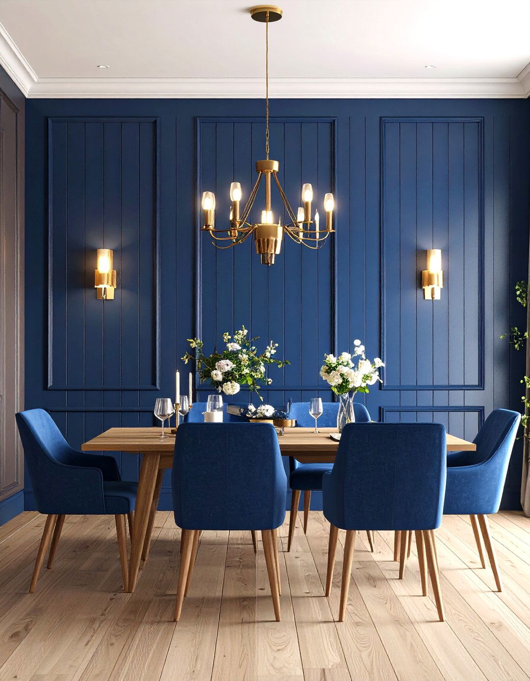 Dark Navy Vertical Shiplap Statement Wall - 24 Shiplap Dining Room Wall Ideas