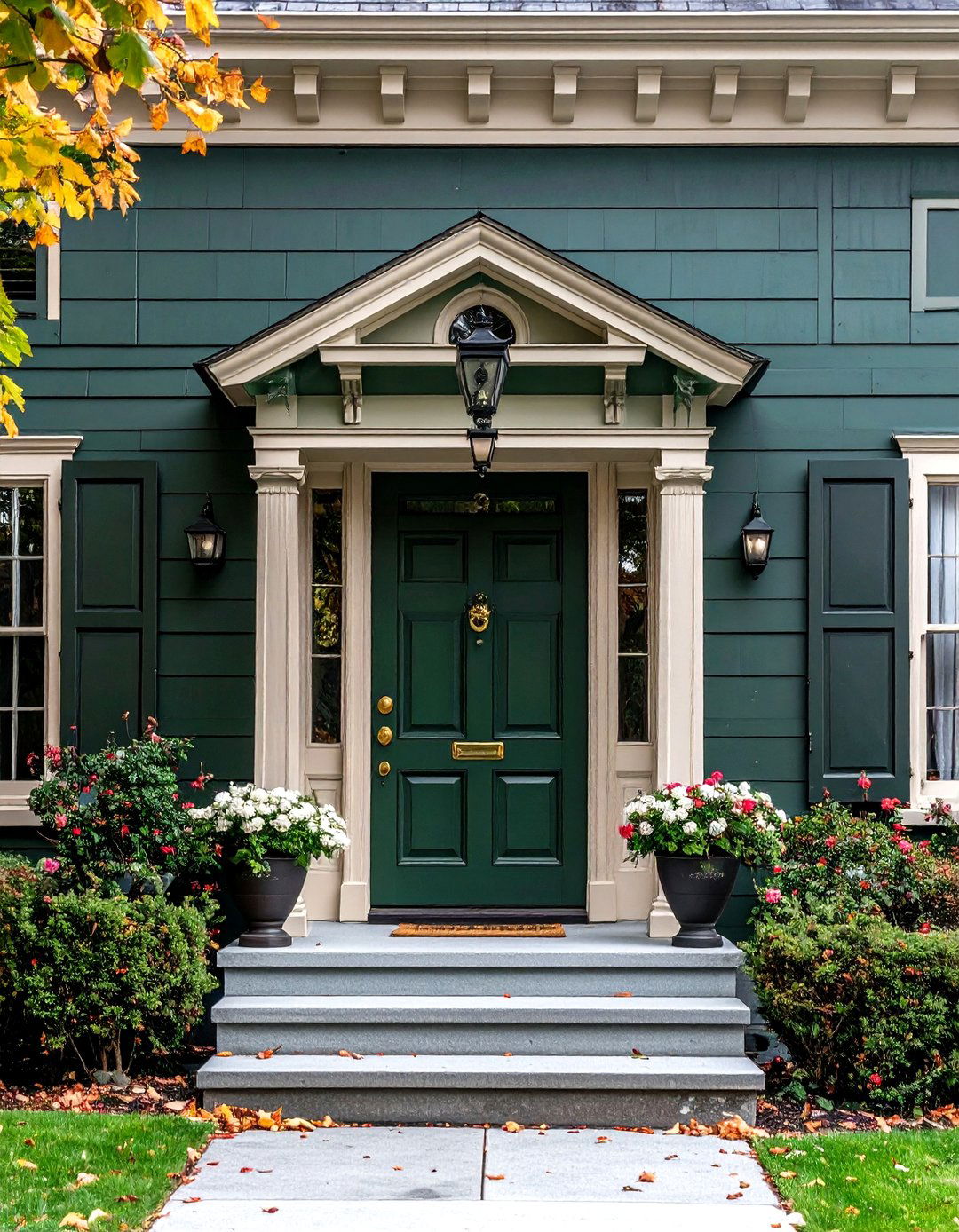 Dark Olive Green with Cream Trim