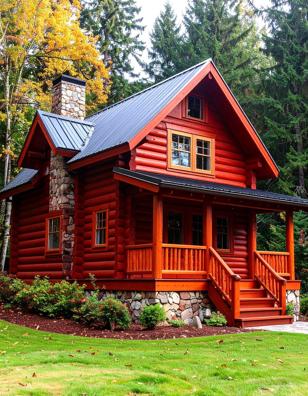 Dark Red Log Home Exterior - 24 Dark Red House Exterior Ideas