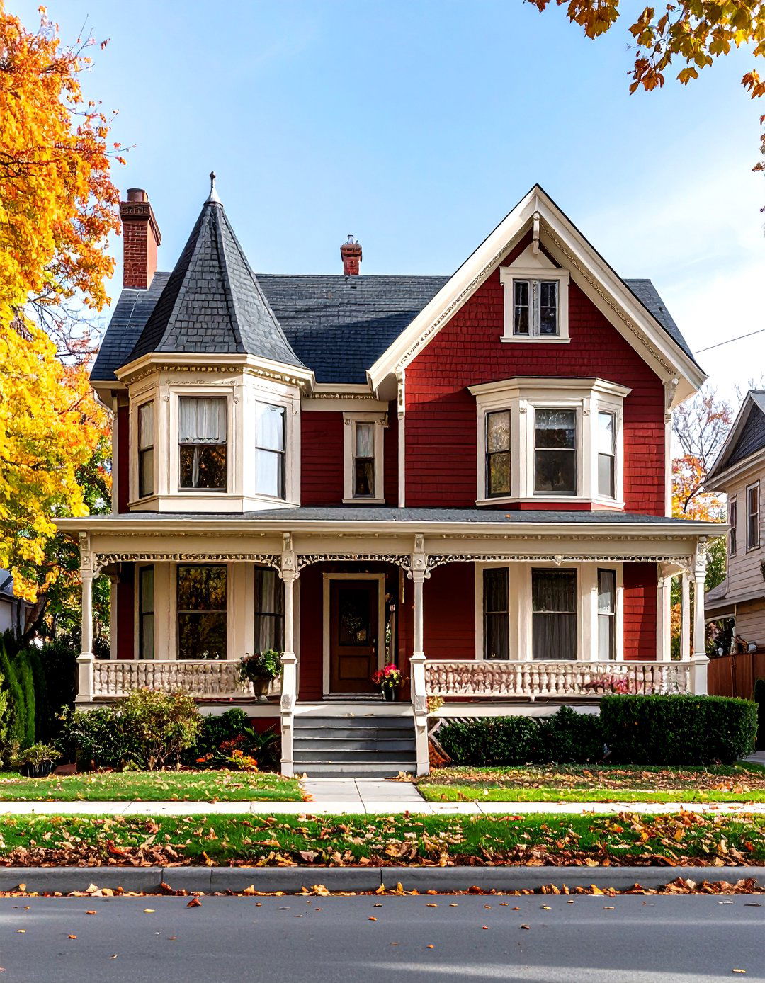 Dark Red Queen Anne Victorian - 24 Dark Red House Exterior Ideas