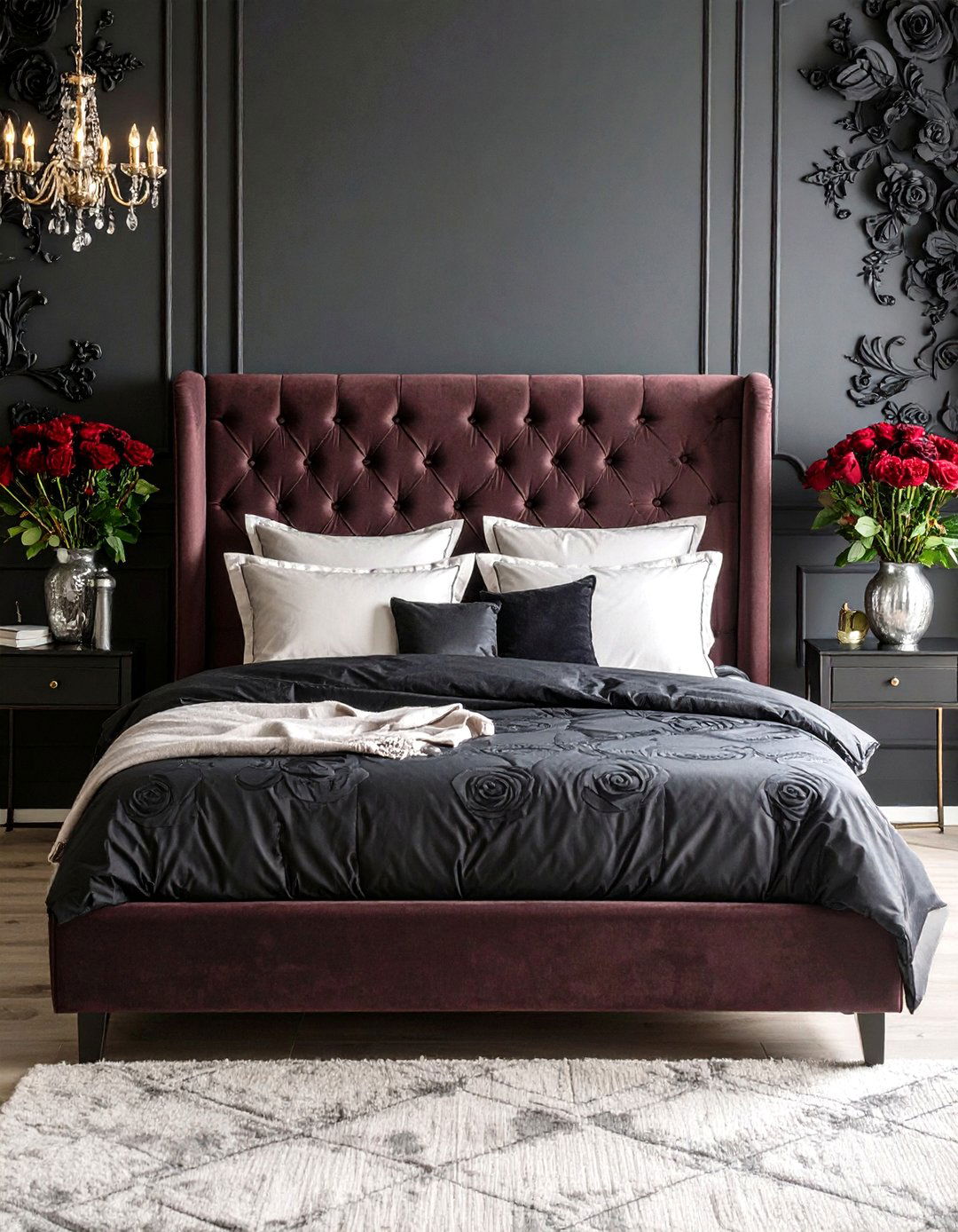 Dark Romantic Rose Garden - 24 Gothic Bedroom Ideas