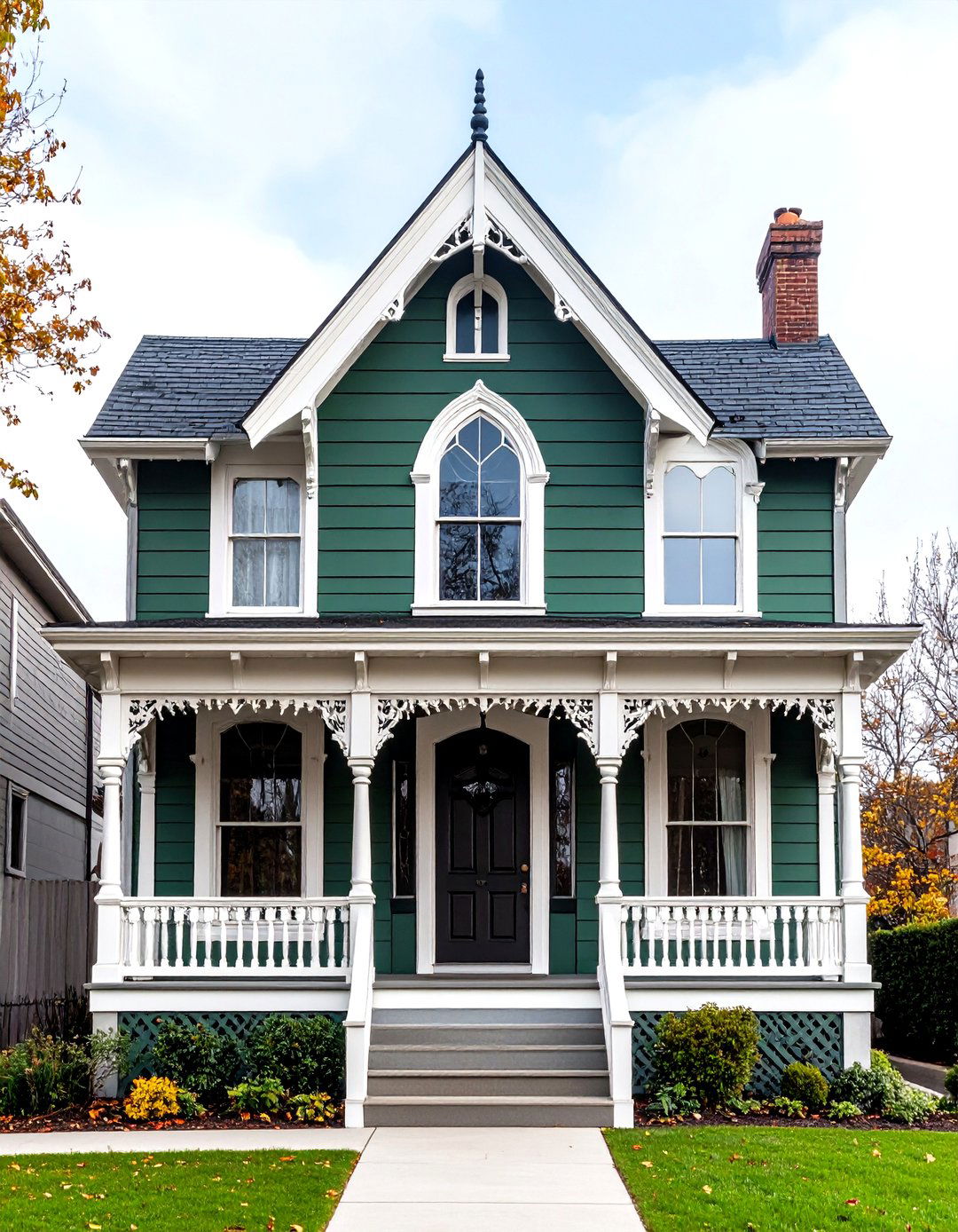 Dark Sage Victorian Gothic - 24 Green Victorian House Colors