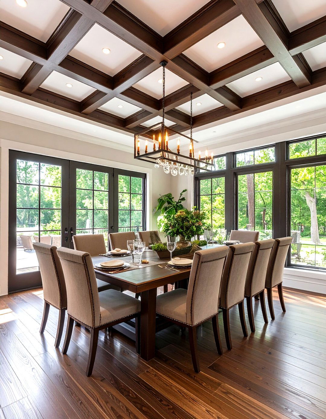 Dark Stained Coffered Ceilings - 24 Rustic Ceiling Ideas