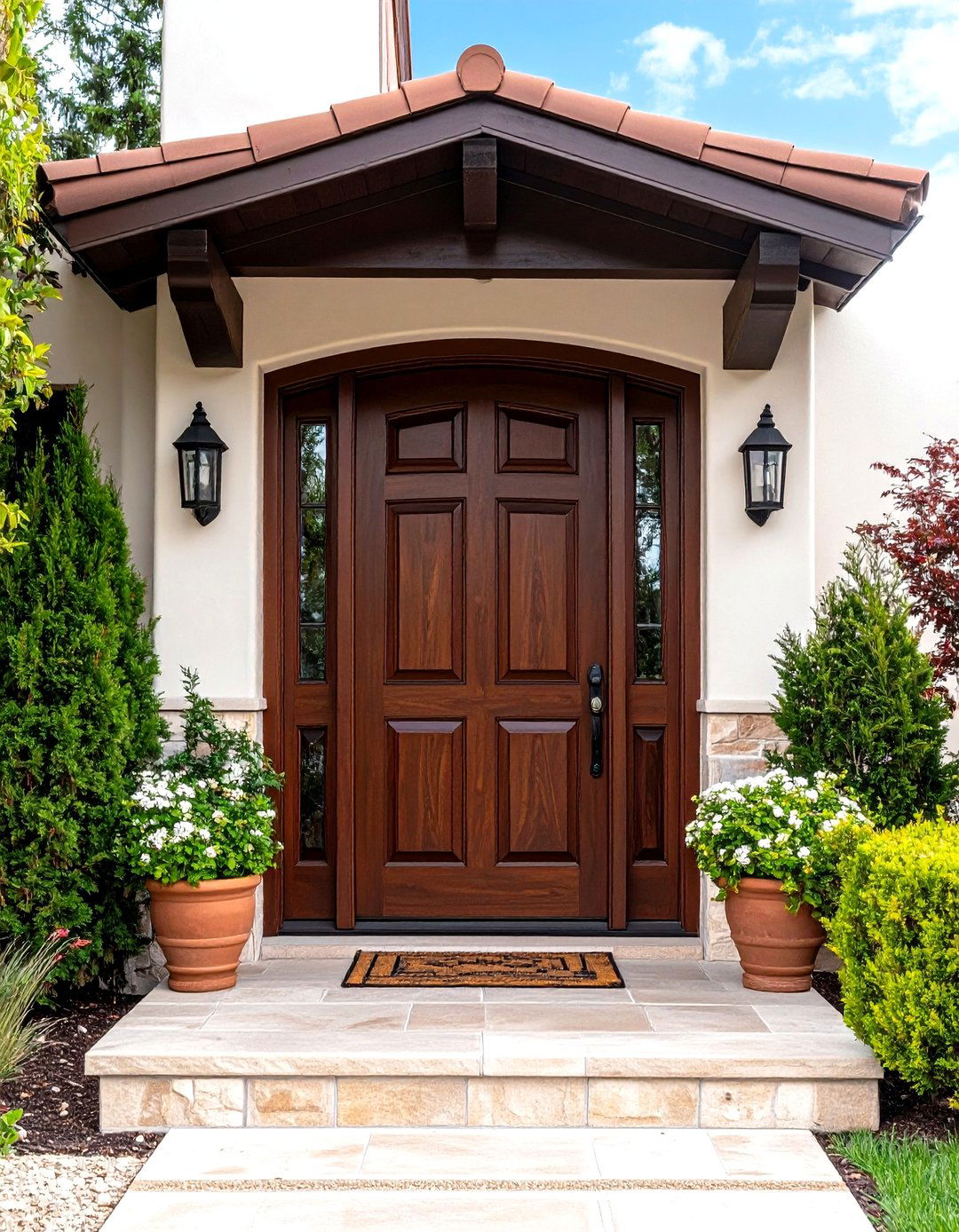 Dark Stained Spanish Mission Door - 24 Spanish Style Front Door Ideas