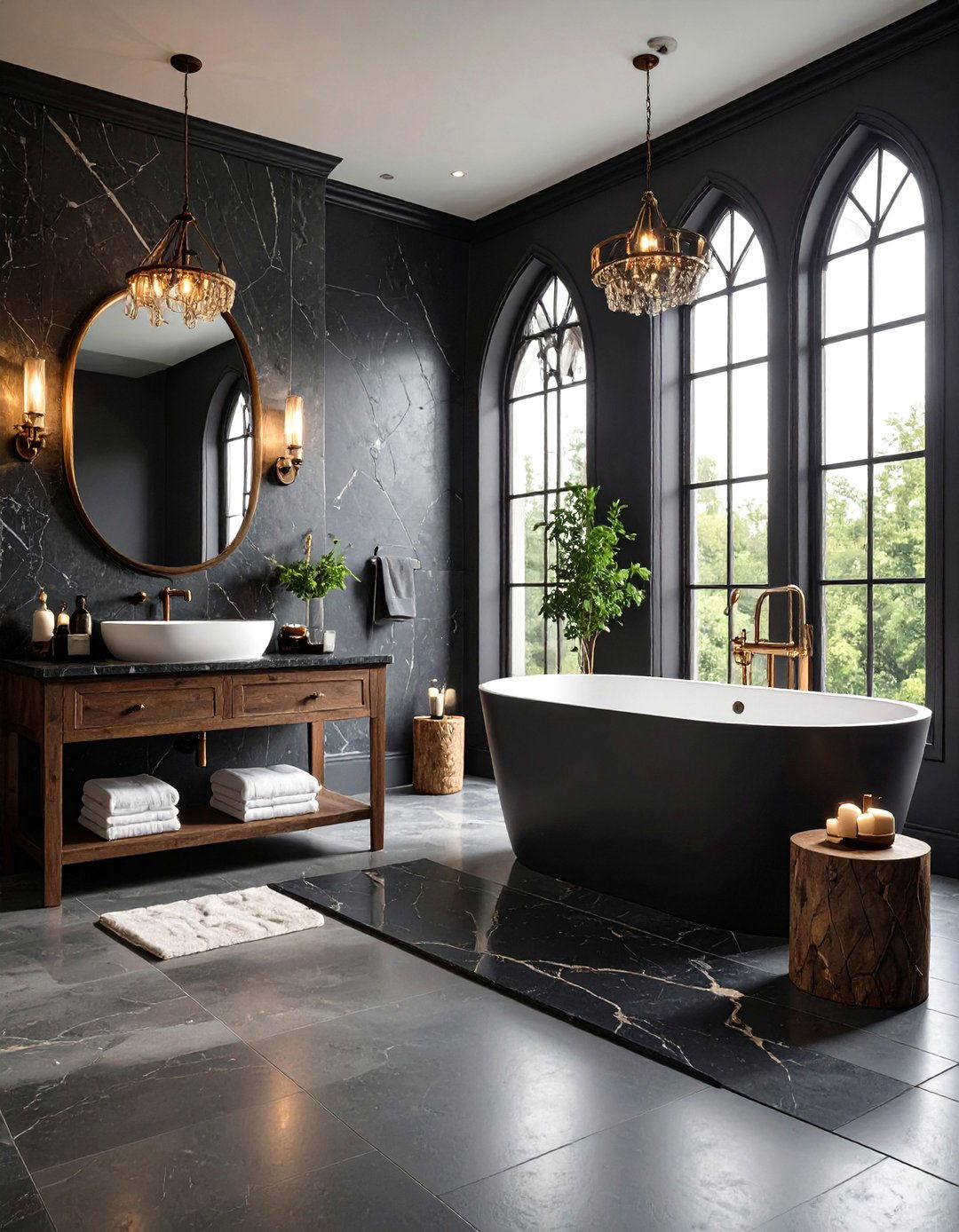 Dark Stone Gothic Surfaces - 24 Gothic Bathroom Ideas