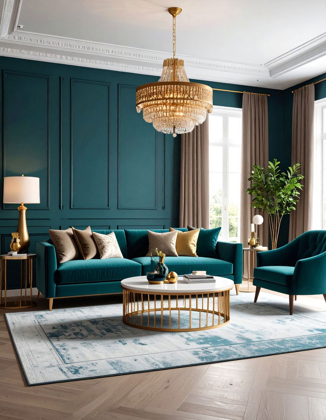 Dark Teal Moody Atmosphere - 24 Teal Living Room Ideas