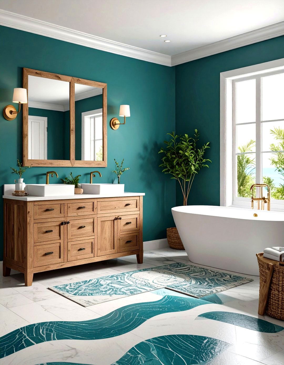 Dark Teal Ocean Bathroom Sanctuary - 24 Dark Bathroom Ideas