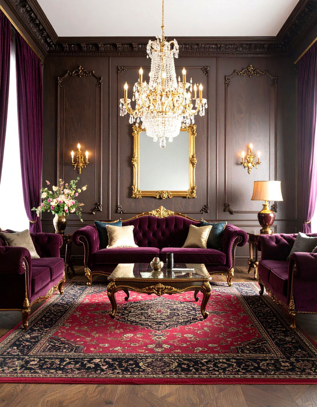 Dark Victorian Velvet Living Room - 24 Gothic Living Room Ideas