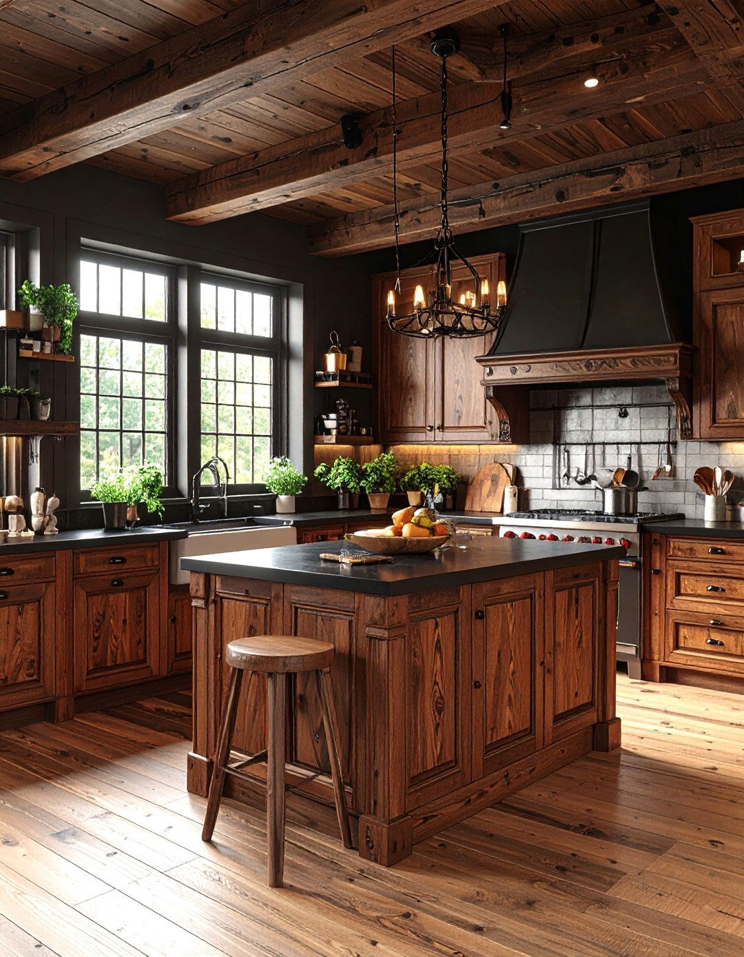 Dark Wood Gothic Cabin Kitchen - 24 Cabin Kitchen Ideas