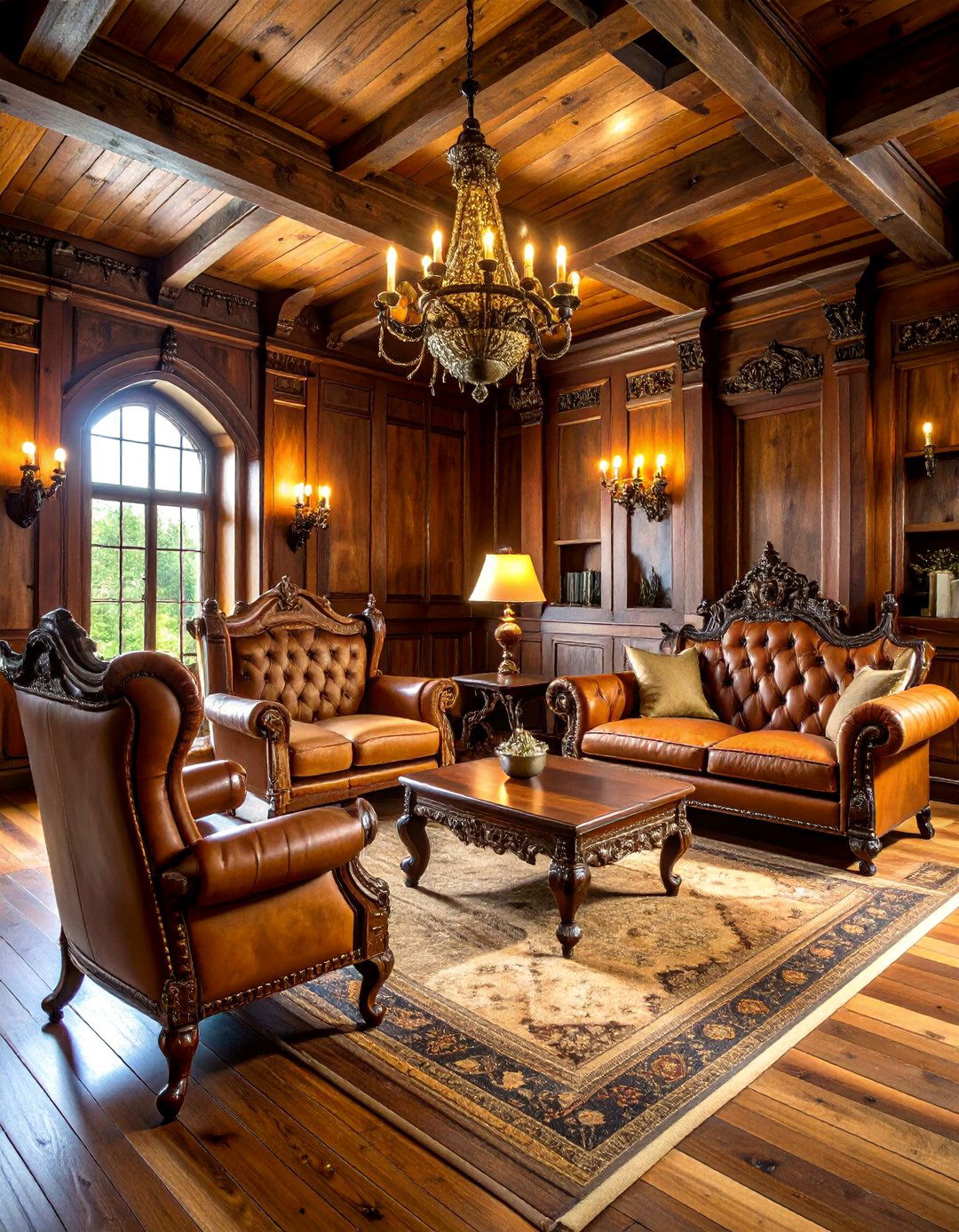 Dark Wood Medieval Living Room - 24 Castle Living Room Ideas