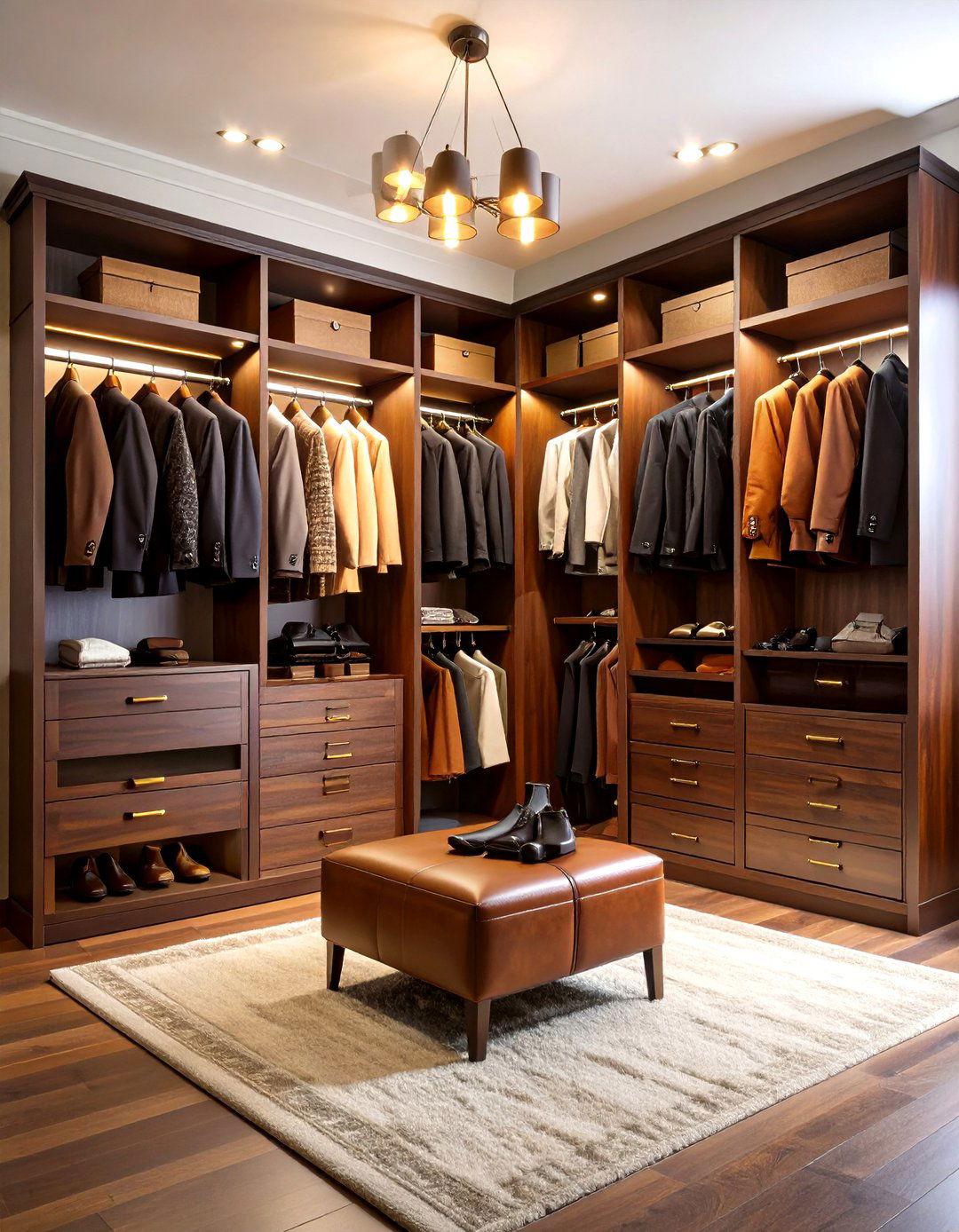 Dark Wood Walk in Closet Design - 24 Walk in Closet Ideas