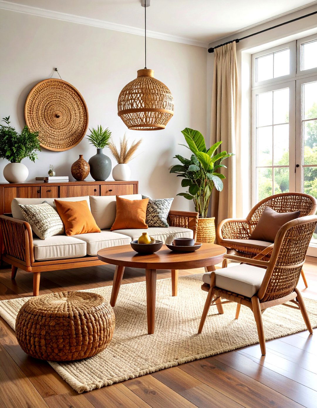 Dark Wood and Rattan Furniture Mix - 24 Black Boho Living Room Ideas