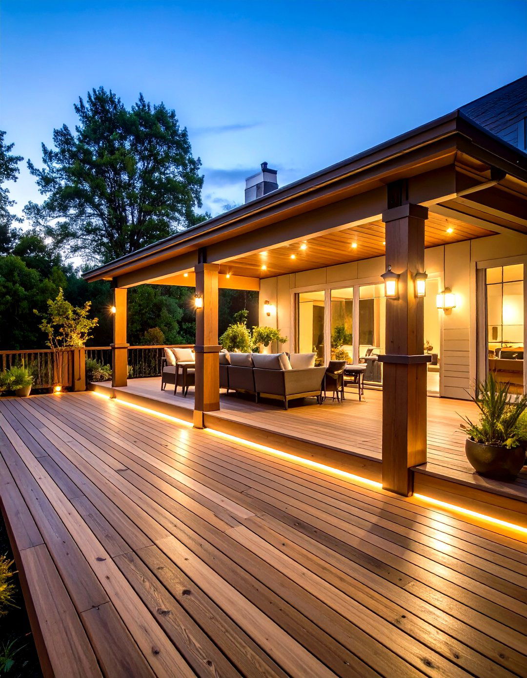 Deck Post Lighting with Integrated Railing Systems - 24 Outdoor Lighting Ideas