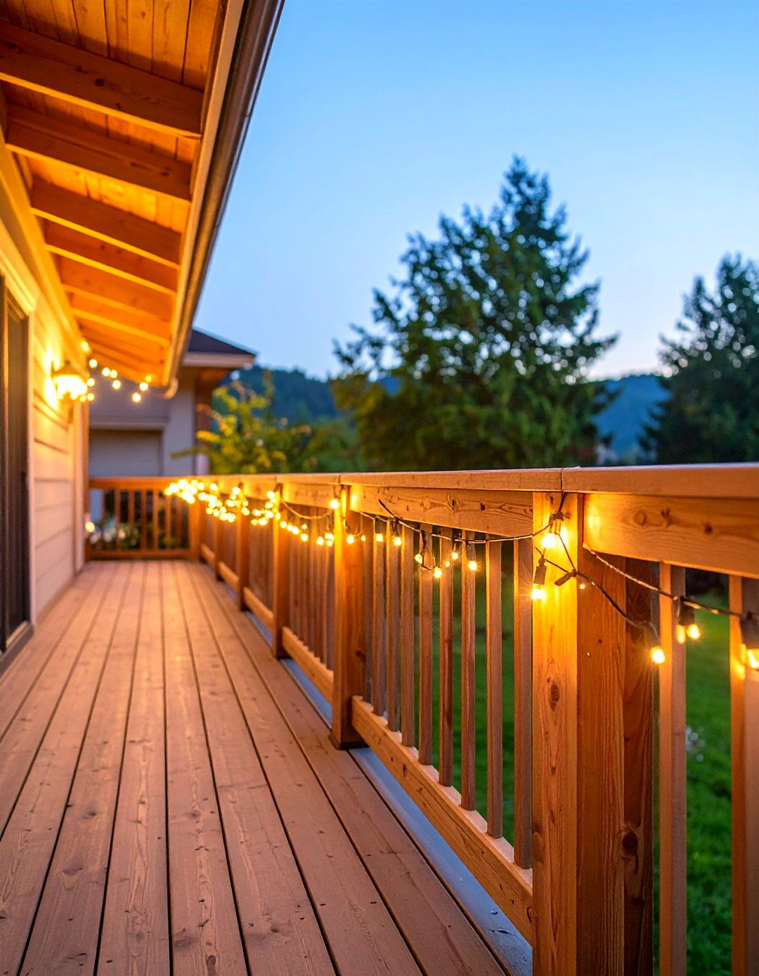 Deck Railing String Light Accents - 24 Patio String Light Ideas