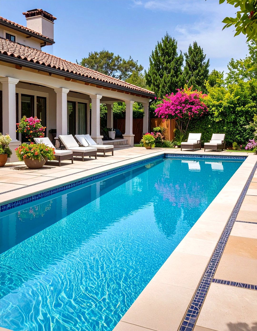 Decorative Border Pool Deck - 24 Concrete Pool Deck Ideas
