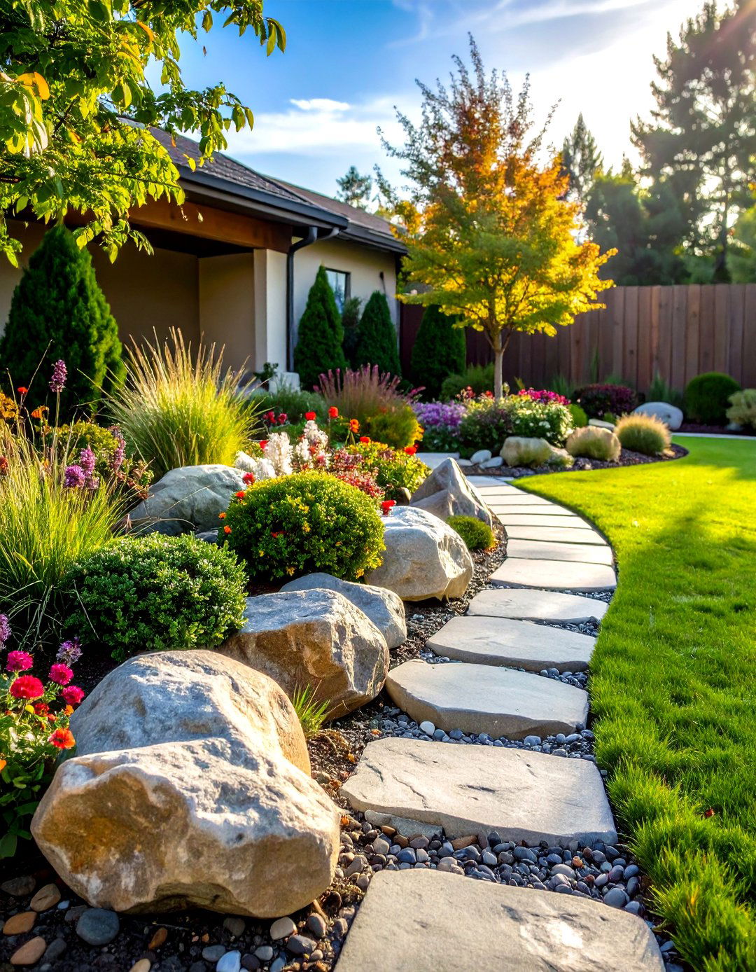 Decorative Boulder Accent Edging - 24 Gravel Driveway Edging Ideas