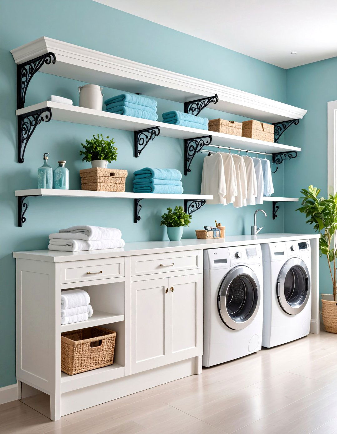Decorative Bracket Accent Shelving - 24 Laundry Room Shelving Ideas