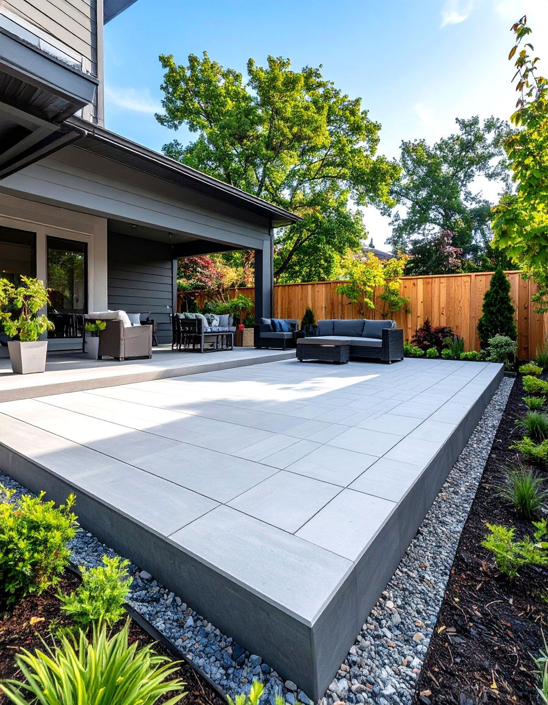 Decorative Concrete Border Deck Design - 24 Concrete Deck Ideas