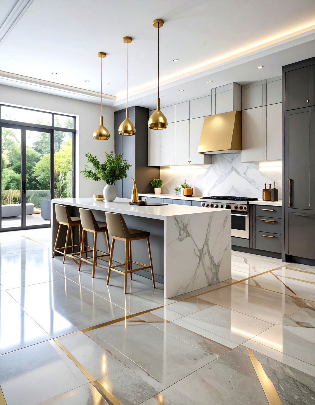 Decorative Concrete Inlay Patterns - 24 Concrete Floor Kitchen Ideas