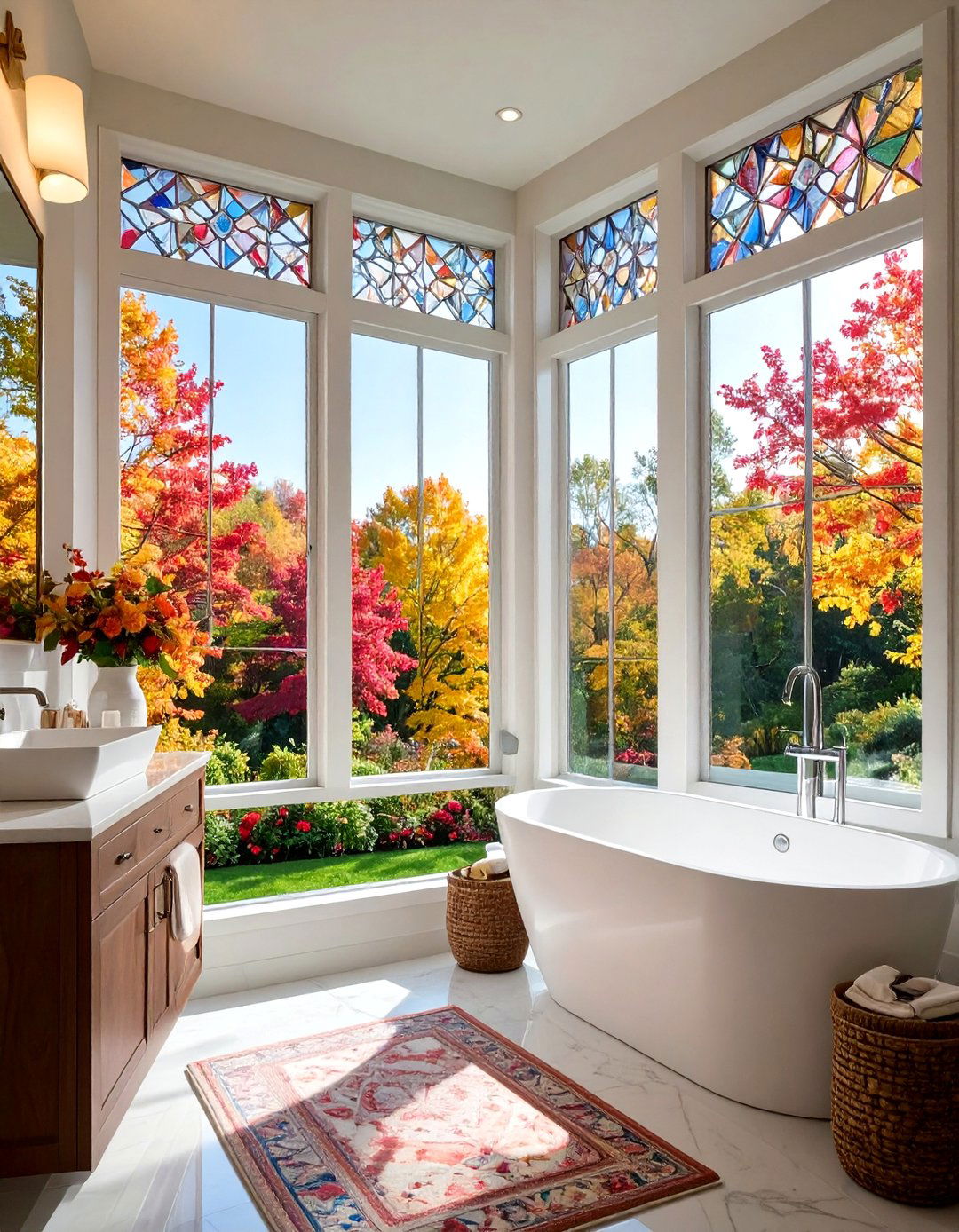 Decorative Etched Film Patterns - 24 Bathroom Window Treatment Ideas