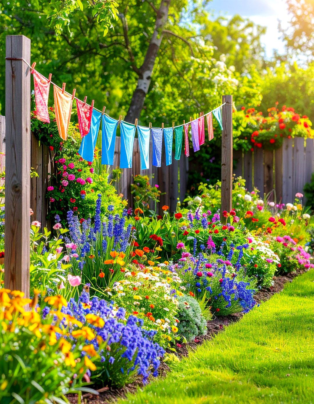 Decorative Garden Post Clothesline - 24 Outdoor Clothesline Ideas