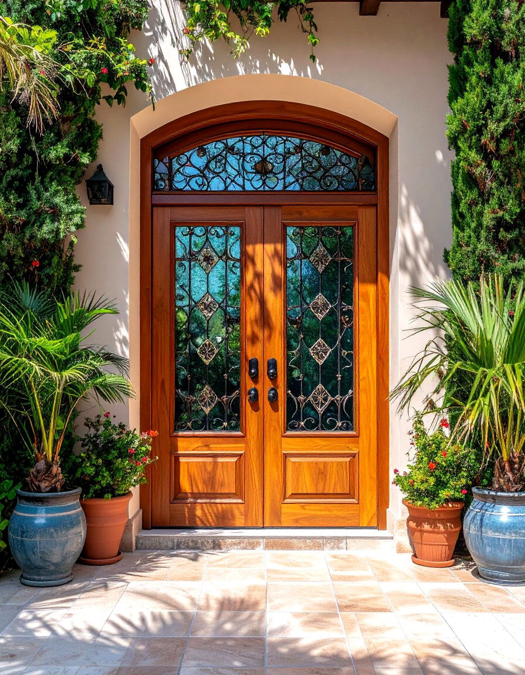 Decorative Glass Spanish Door Insert - 24 Spanish Style Front Door Ideas